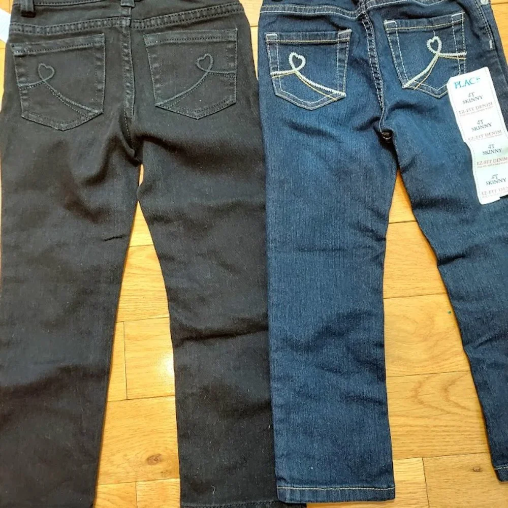 Bundle of‎ 2 Girl's Children's Place Jeans Size 4/4T New Blue Denim/Black Jeans
